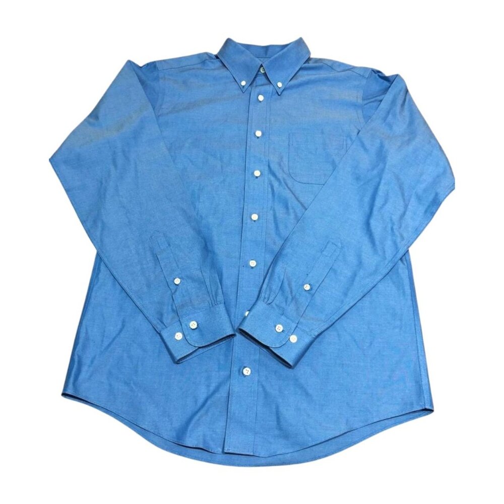 Brooks Brothers Shirt Men's Size 18 Blue Fleece Long Sleeve Button Front‎